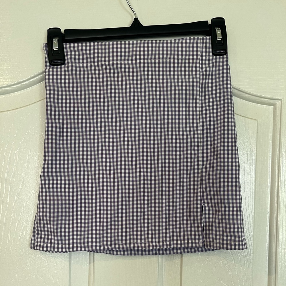 Purple plaid skirt